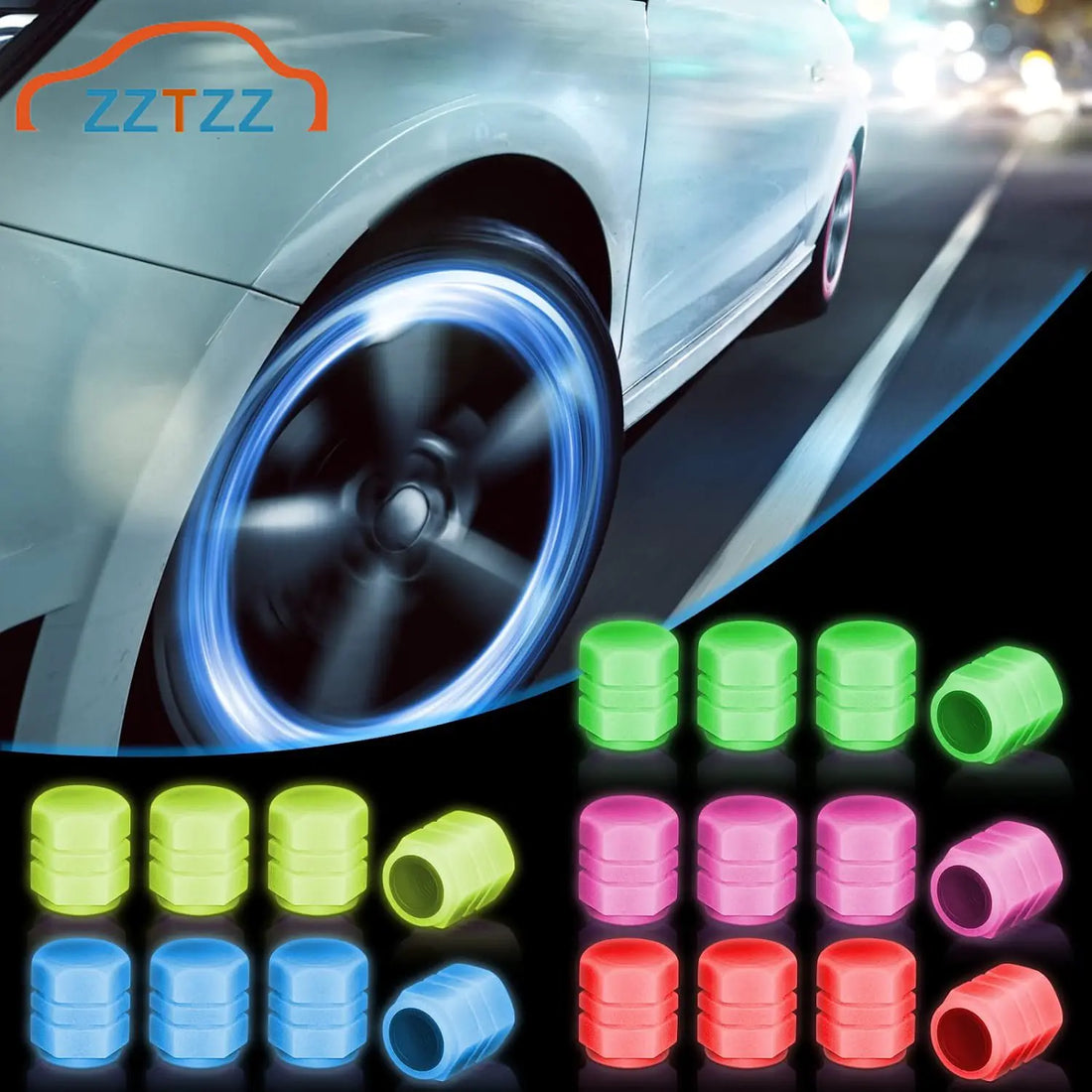 Glow in The Dark Tire Valve Caps - Sing3D
