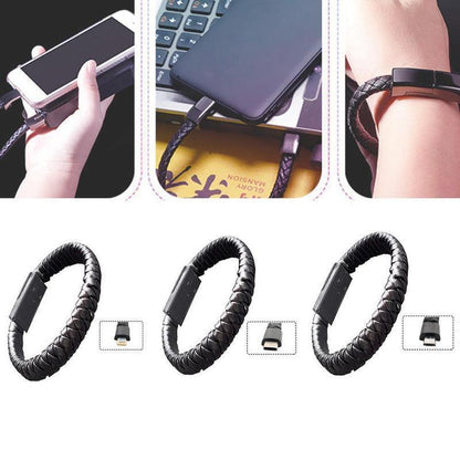 Leather Mini USB Bracelet Data Charging Cable - Sing3D