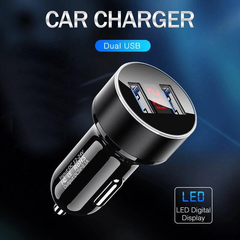 LED Display Dual USB Phone Charger - Sing3D